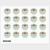 Roze Floral Dank je Stickers (Vel)