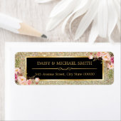 Roze Floral Decor | Glitter Sparkles Etiket (Insitu)