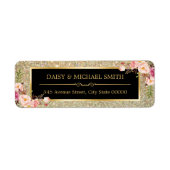 Roze Floral Decor | Glitter Sparkles Etiket (Voorkant)