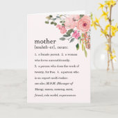 Roze Floral Definition of a Moeder, Moederdag Kaart (Gele Bloem)