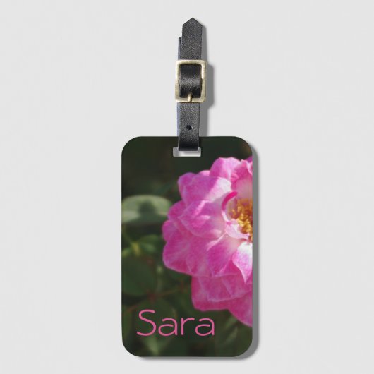 Roze Floral Design Bagagelabel (Voorkant (verticaal))