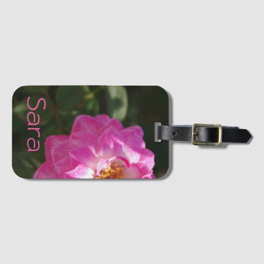 Roze Floral Design Bagagelabel (Voorkant (horizontaal))