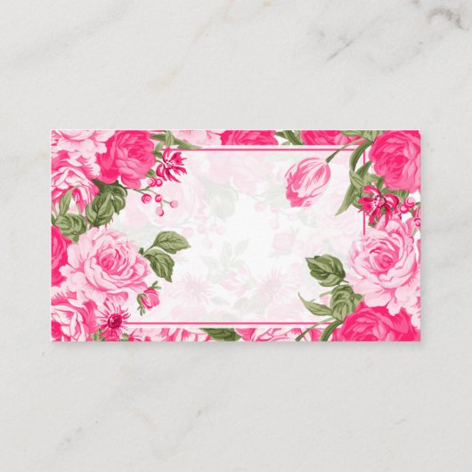 Roze Floral Design - Creëer uw eigen Informatiekaartje (Achterkant)