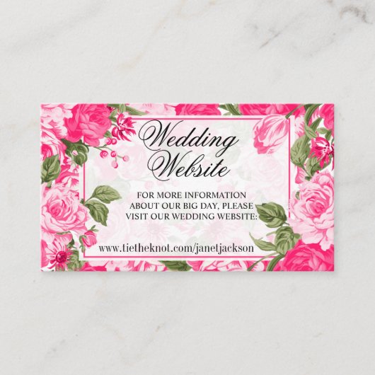 Roze Floral Design - Creëer uw eigen Informatiekaartje (Voorkant)