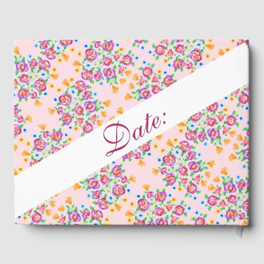 Roze Floral Design Gastenboek (Achterkant)