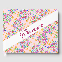 Roze Floral Design Gastenboek
