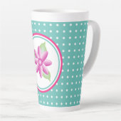 Roze Floral Design Latte Mok (Rechterhoek)