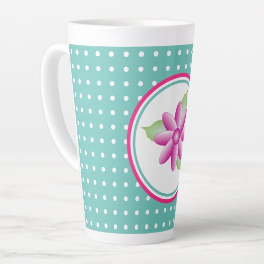 Roze Floral Design Latte Mok (Linkerhoek)