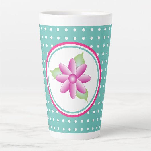 Roze Floral Design Latte Mok (Voorkant)