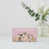 Roze Floral Design met katten Honden Visitekaartje (Staand voorkant)