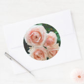 Roze Floral Design Ronde Sticker (Envelop)