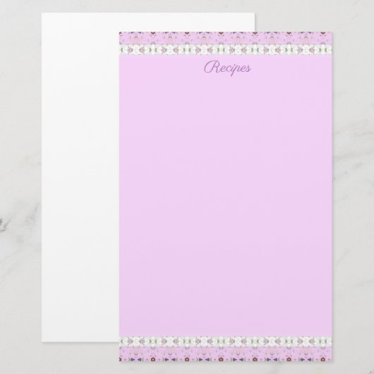 Roze Floral Designer Briefpapier (Voorkant / Achterkant)
