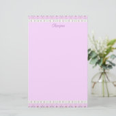Roze Floral Designer Briefpapier (Staand voorkant)