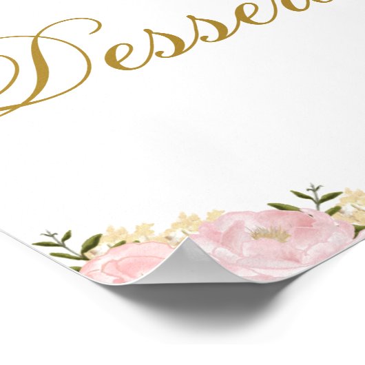 Roze Floral Dessert Wedding Favor Shower Sign Poster (Hoek)