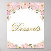 Roze Floral Dessert Wedding Favor Shower Sign Poster (Voorkant)
