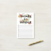 Roze Floral Dingen om te behandelen - de Naam van  Post-it® Notes (Op bureau)