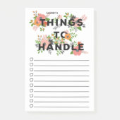 Roze Floral Dingen om te behandelen - de Naam van  Post-it® Notes (Voorkant)