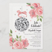 Roze Floral Disco Thleed Bridal Shower Kaart (Voorkant / Achterkant)