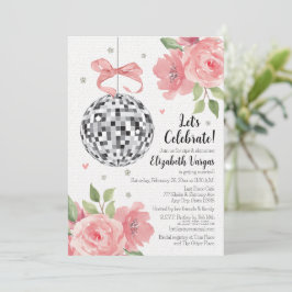 Roze Floral Disco Thleed Bridal Shower Kaart