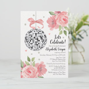 Roze Floral Disco Thleed Bridal Shower Kaart