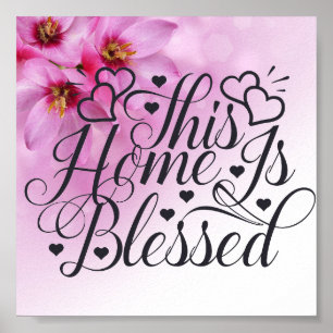 Roze Floral - Dit huis is leeg Poster
