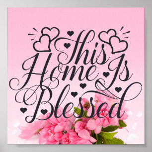 Roze Floral - Dit huis is leeg Poster