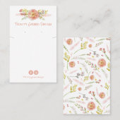 Roze Floral DIY Ketting- en oorkaarthouder Visitekaartje (Voorkant / Achterkant)