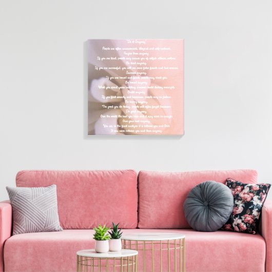 Roze Floral: "Doe het hoe dan ook" Canvas Afdruk (Insitu (Woonkamer))