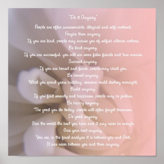 Roze Floral doet het in ieder geval Poster (Voorkant)