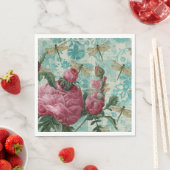 Roze Floral Dragonfly Ephemera Servet (Insitu)