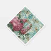 Roze Floral Dragonfly Ephemera Servet (Hoek)