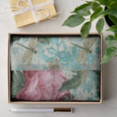 Roze Floral Dragonfly Ephemera Tissuepapier (Geschenk)