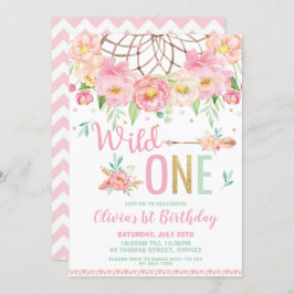 Roze Floral Dream Catcher Wild Eén dag Kaart