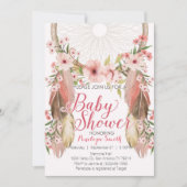 Roze Floral Dreamweaver Baby shower Uitnodiging (Voorkant)