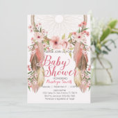 Roze Floral Dreamweaver Baby shower Uitnodiging (Staand voorkant)