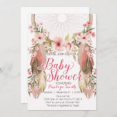 Roze Floral Dreamweaver Baby shower Uitnodiging (Voorkant / Achterkant)