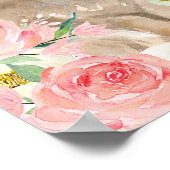 Roze floral Easter bunny baby shower welkomstbord Poster (Hoek)