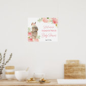 Roze floral Easter bunny baby shower welkomstbord Poster (Keuken)