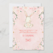 Roze Floral een uitnodiging voor 'Bunny Girls Birt (Achterkant)