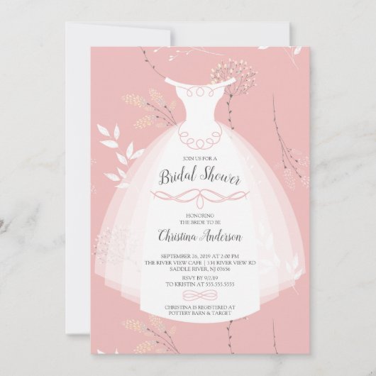 Roze Floral Elegance Bride Gown Vrijgezellenfeest Kaart (Voorkant)