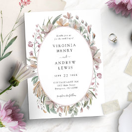 Roze Floral Elegant Botanical Wedding Kaart