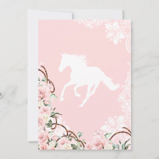 Roze Floral & Elegant Crest Cowgirl Ranch Sweet 16 Kaart (Achterkant)