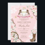 Roze Floral & Elegant Crest Cowgirl Ranch Sweet 16 Kaart<br><div class="desc">Elegant Rustic Design met een charro/cowboy/ranch thema. Met een mooie kreet,  luxe roze en witte florale en  cowboy/cowboy laarzen</div>