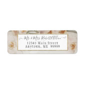 Roze Floral Elegant Gold Script Botanical Wedding Etiket (Voorkant)