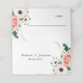Roze Floral Elegant Modern Flowers Wedding Plaatskaartje (Buitenkant ongevouwen)