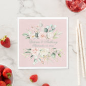 Roze Floral Elegant Script Name Wedding Servet (Insitu)