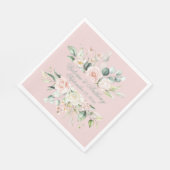 Roze Floral Elegant Script Name Wedding Servet (Hoek)