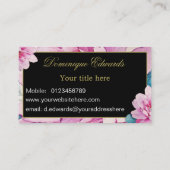 Roze Floral Elegant Stylish Gold Professional Visitekaartje (Achterkant)
