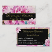 Roze Floral Elegant Stylish Gold Professional Visitekaartje (Voorkant / Achterkant)