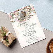 Roze Floral Elegant Wedding Invitation Kaart